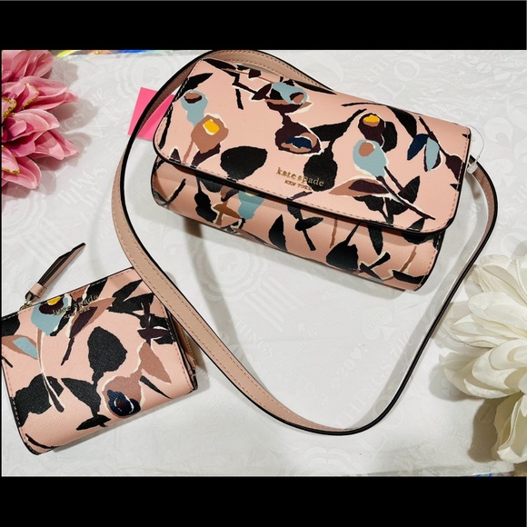 kate spade ♠️ cameron paper rose 🌹 bag & wallet - Picture 5 of 16